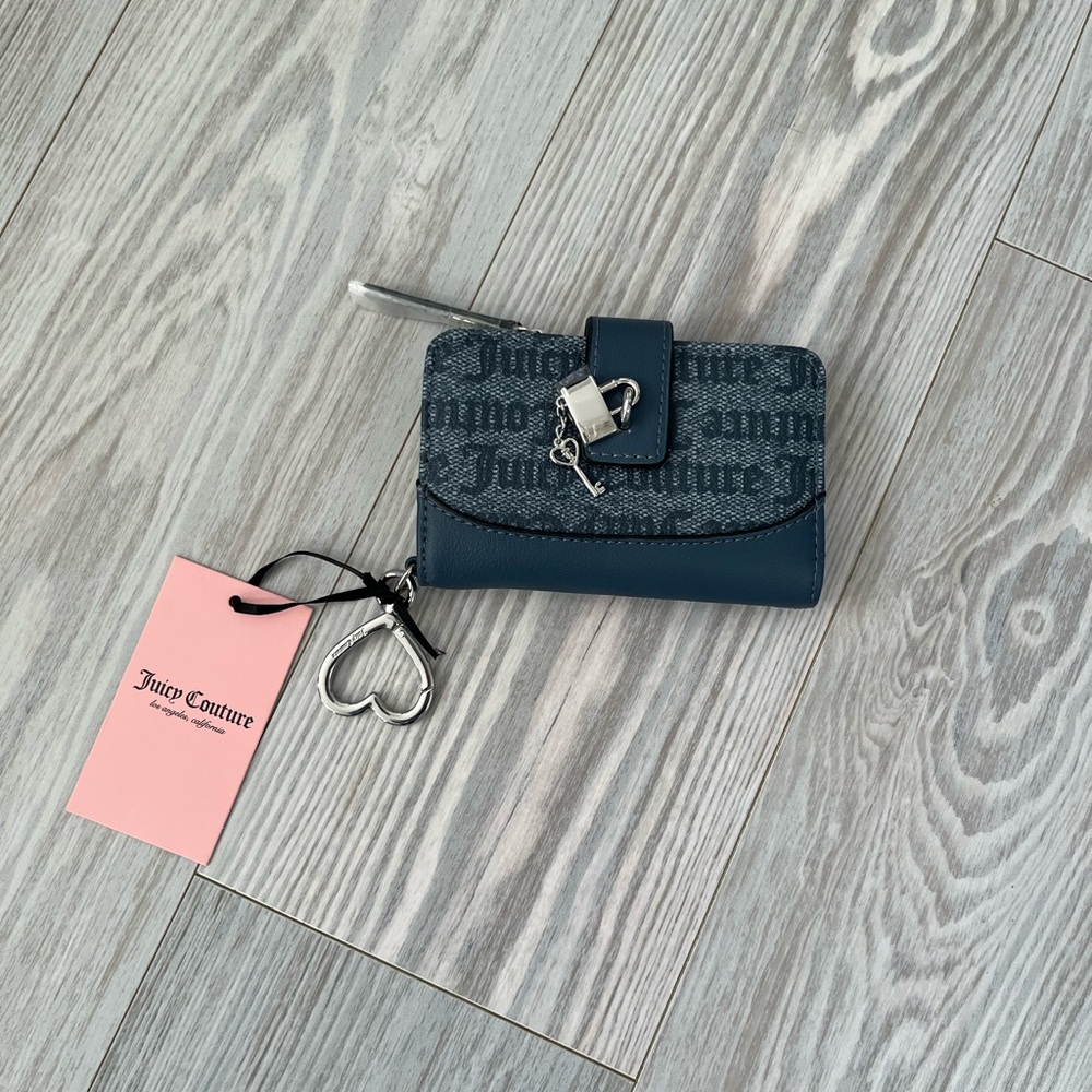 Juicy Couture Blue Wallet with Heart Key Charm